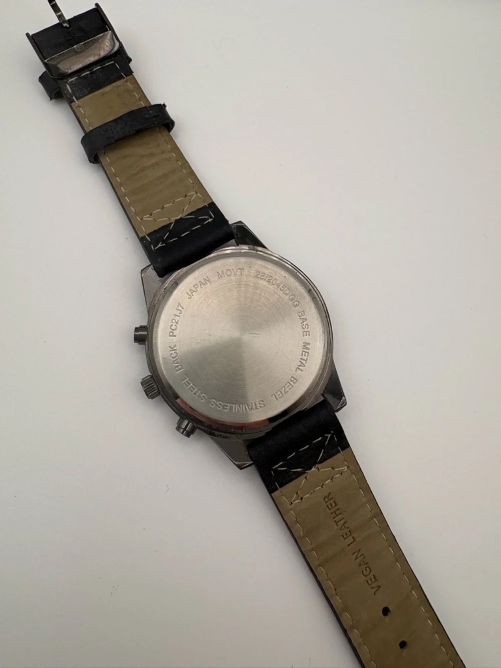 Black Men's Faux Chronograph Watch with Blue Accents New Battery Works!